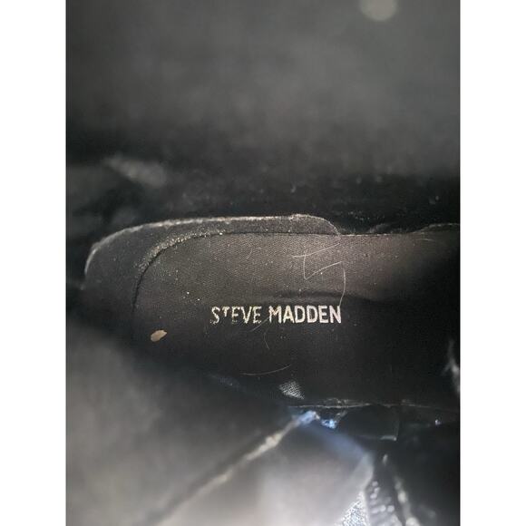 Steve Madden Black Lace Up Combat Boots With Satin Laces - Picture 5 of 8